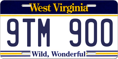 WV license plate 9TM900
