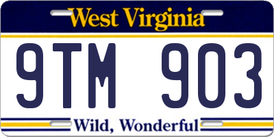 WV license plate 9TM903