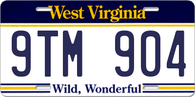 WV license plate 9TM904