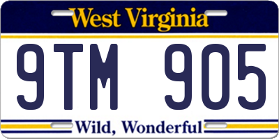 WV license plate 9TM905