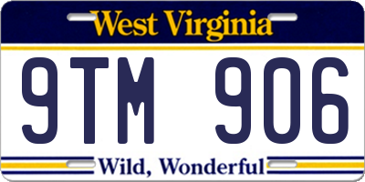 WV license plate 9TM906