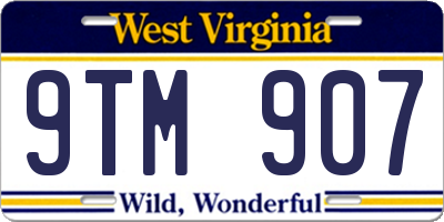 WV license plate 9TM907