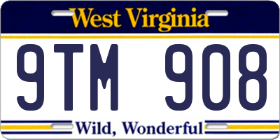 WV license plate 9TM908