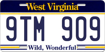 WV license plate 9TM909