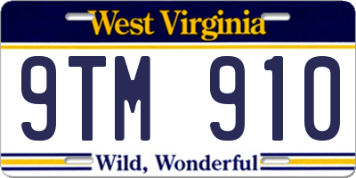 WV license plate 9TM910