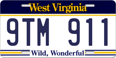 WV license plate 9TM911
