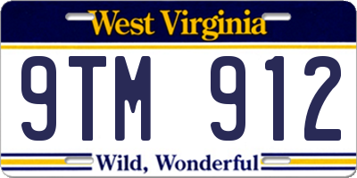 WV license plate 9TM912