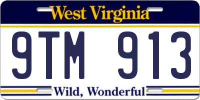 WV license plate 9TM913