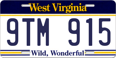 WV license plate 9TM915