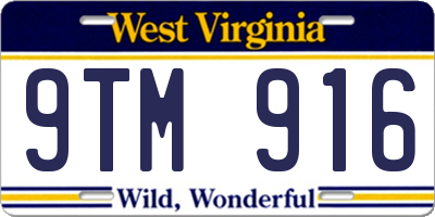 WV license plate 9TM916