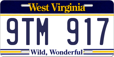 WV license plate 9TM917