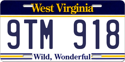 WV license plate 9TM918