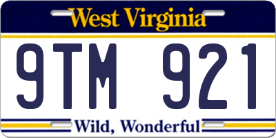 WV license plate 9TM921