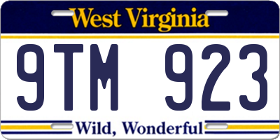 WV license plate 9TM923