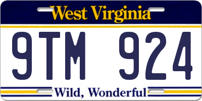 WV license plate 9TM924