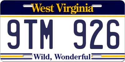 WV license plate 9TM926