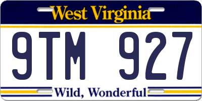 WV license plate 9TM927