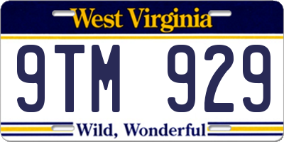 WV license plate 9TM929