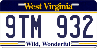 WV license plate 9TM932