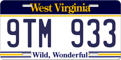 WV license plate 9TM933