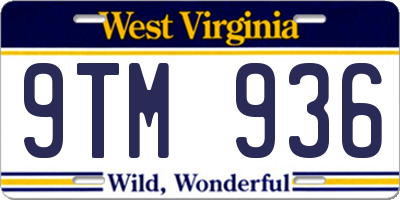 WV license plate 9TM936