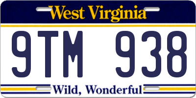 WV license plate 9TM938