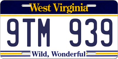 WV license plate 9TM939