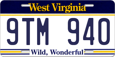 WV license plate 9TM940