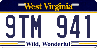 WV license plate 9TM941