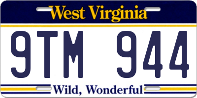 WV license plate 9TM944