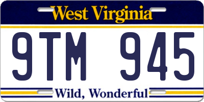 WV license plate 9TM945
