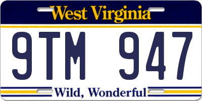 WV license plate 9TM947