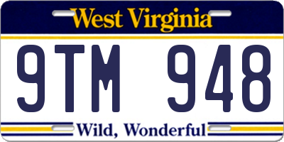 WV license plate 9TM948