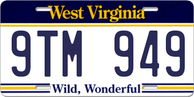 WV license plate 9TM949