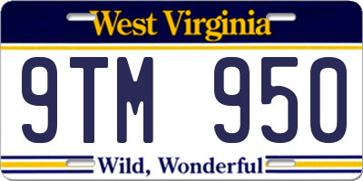 WV license plate 9TM950