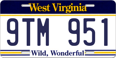 WV license plate 9TM951
