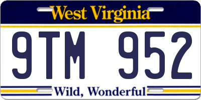 WV license plate 9TM952