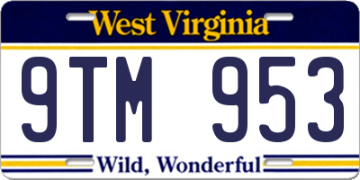 WV license plate 9TM953
