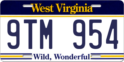 WV license plate 9TM954