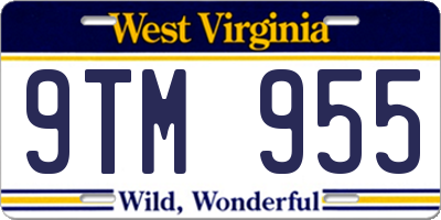 WV license plate 9TM955