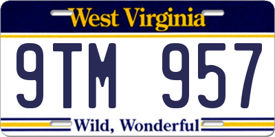 WV license plate 9TM957