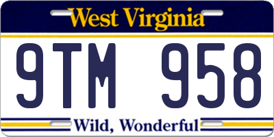 WV license plate 9TM958