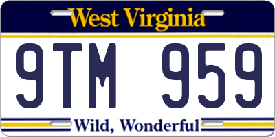 WV license plate 9TM959