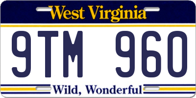 WV license plate 9TM960