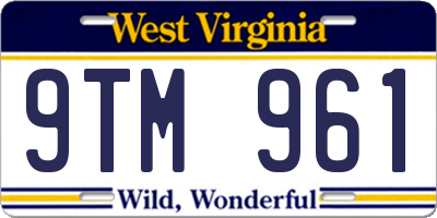 WV license plate 9TM961