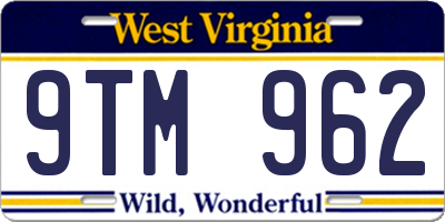 WV license plate 9TM962