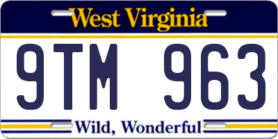 WV license plate 9TM963