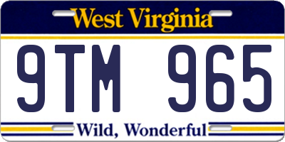 WV license plate 9TM965