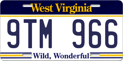 WV license plate 9TM966