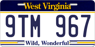WV license plate 9TM967